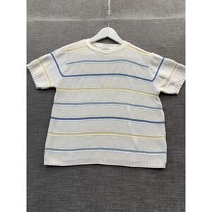 Vintage TR Bentley Knit‎ T Shirt Womens Large White Multi Striped Made in USA